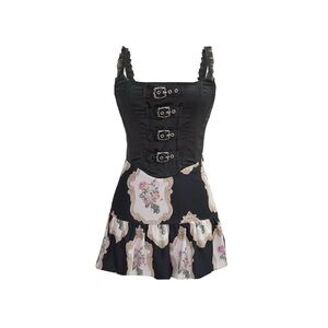 Floral Buckle Corset Dress Goth Vibes